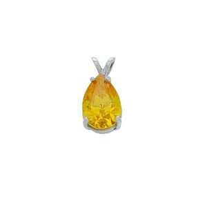 Estate Sterling Silver 925 Pear Cut Yellow Cubic Zirconia Pendant